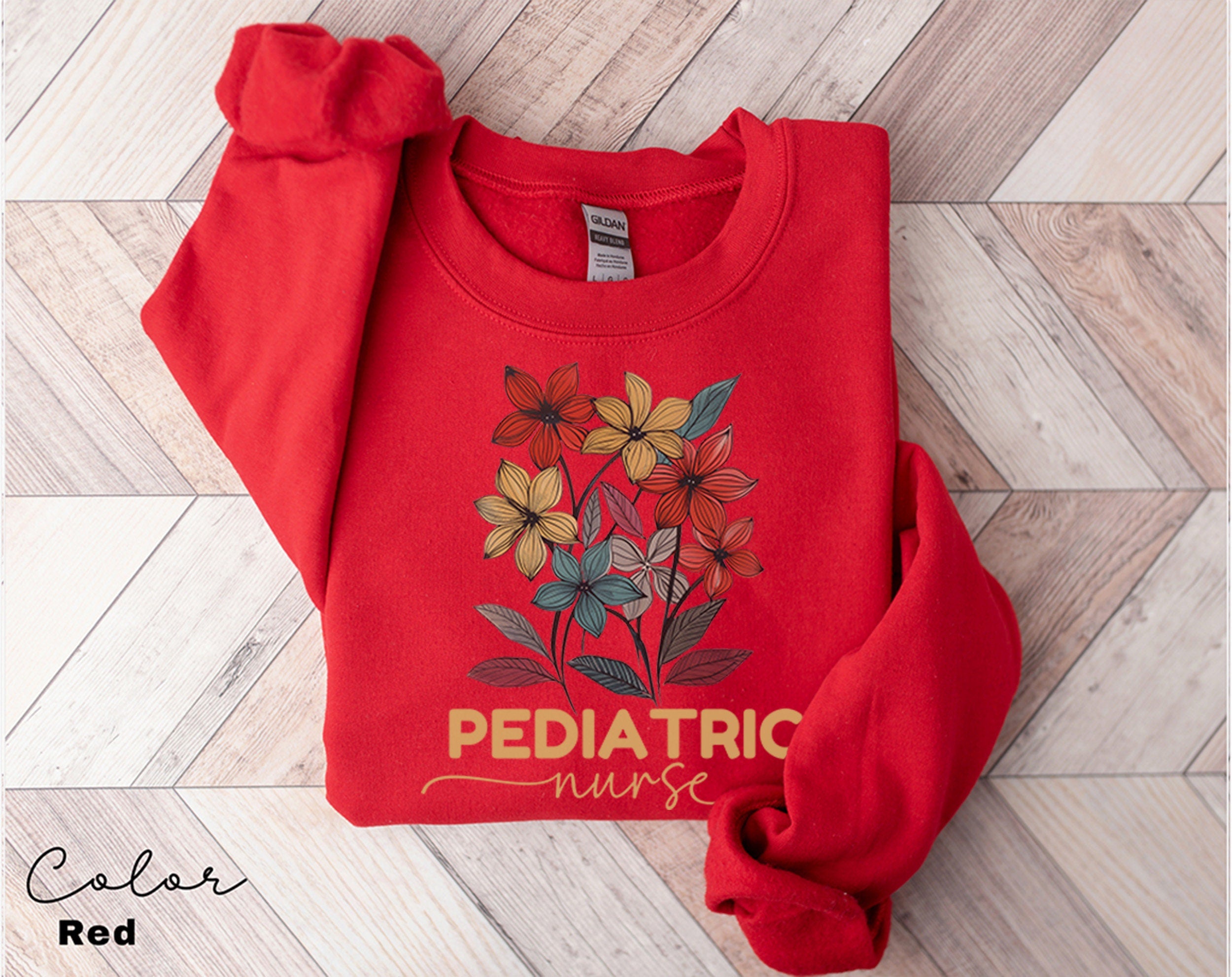 Floral Pediatric Nurse Sweatshirt, PICU Nurse Sweatshirt, Pediatrics Nurse Shirt, Nurse Appreciation Gift, Nurse Week Shirt, Peds Sweatshirt
