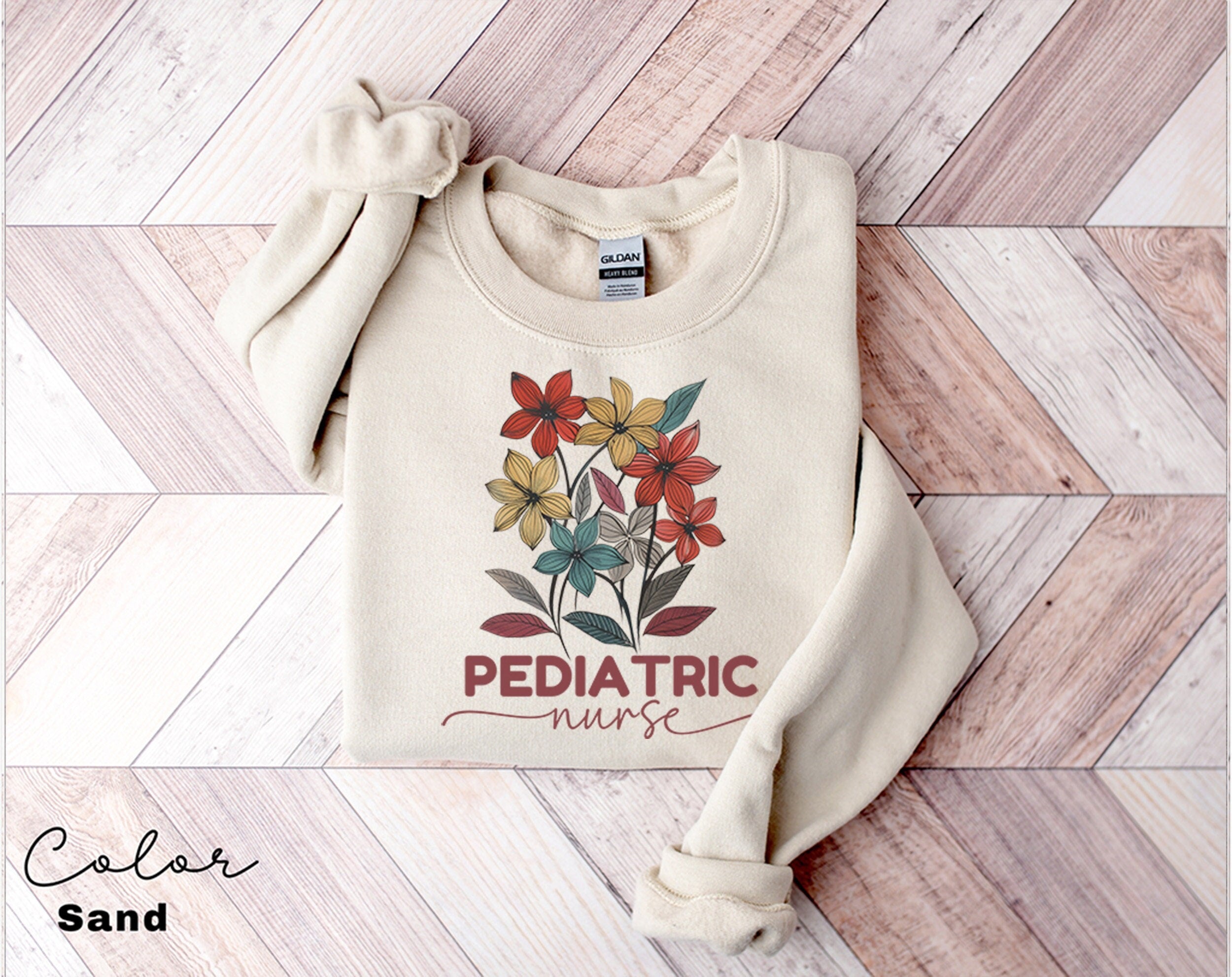 Floral Pediatric Nurse Sweatshirt, PICU Nurse Sweatshirt, Pediatrics Nurse Shirt, Nurse Appreciation Gift, Nurse Week Shirt, Peds Sweatshirt