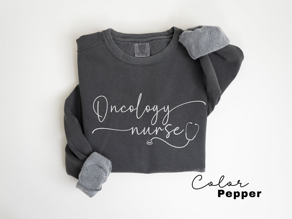 Oncology Nurse RN Comfort Colors Sweatshirt, ONC Nurse Crewneck Sweater, Hem Onc Nurse, Peds Onc Nurse Sweatshirt, Nurse Practitioner