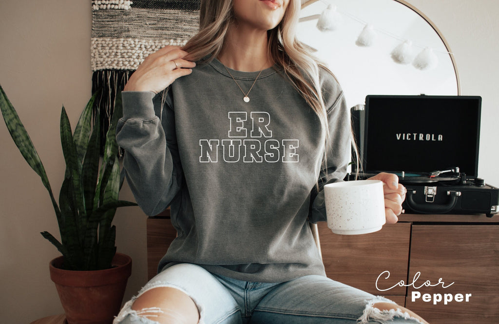 ER Nurse Sweatshirt, Comfort Colors Sweatshirt, Emergency Nurse Sweater, ER Nurse Crewneck Sweatshirt, ER Nurse Appreciation Gift,