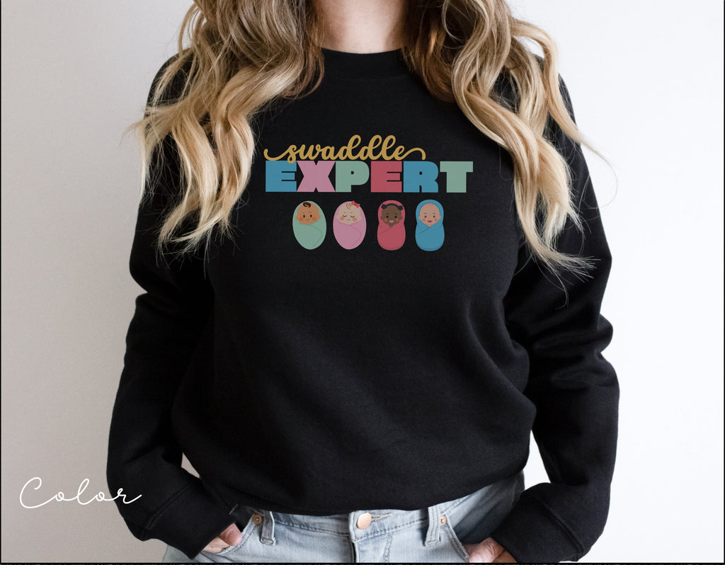 Swaddle Expert Sweatshirt, Labor And Delivery Sweastshirt, NICU Nurse Hoodie, Neonatal ICU Registered Nurse, Nurse Tee, Nursing Outfit