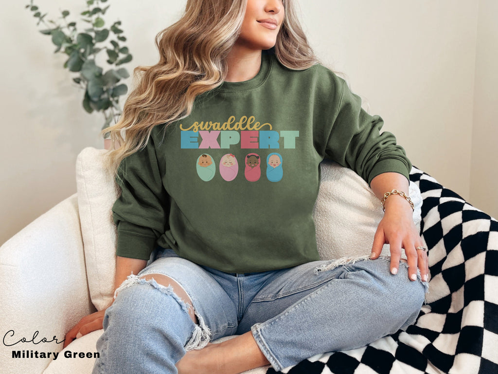 Swaddle Expert Sweatshirt, Labor And Delivery Sweastshirt, NICU Nurse Hoodie, Neonatal ICU Registered Nurse, Nurse Tee, Nursing Outfit