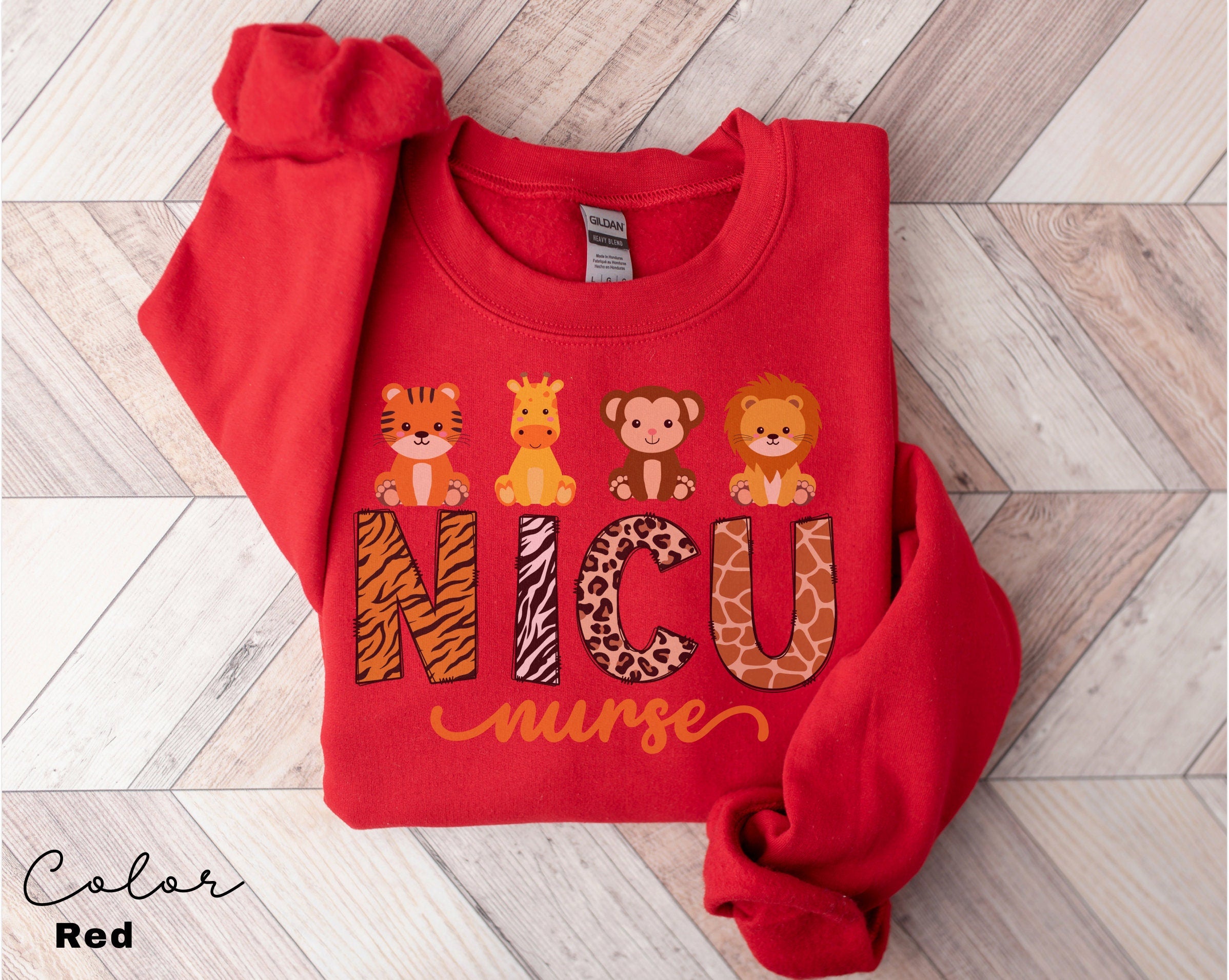 NICU Nurse Sweatshirt Animal, Neonatal ICU Nurse Shirt, Safari Animals, Nurse Appreciation Gift, Neonatal Intensive Care Unit Tee,