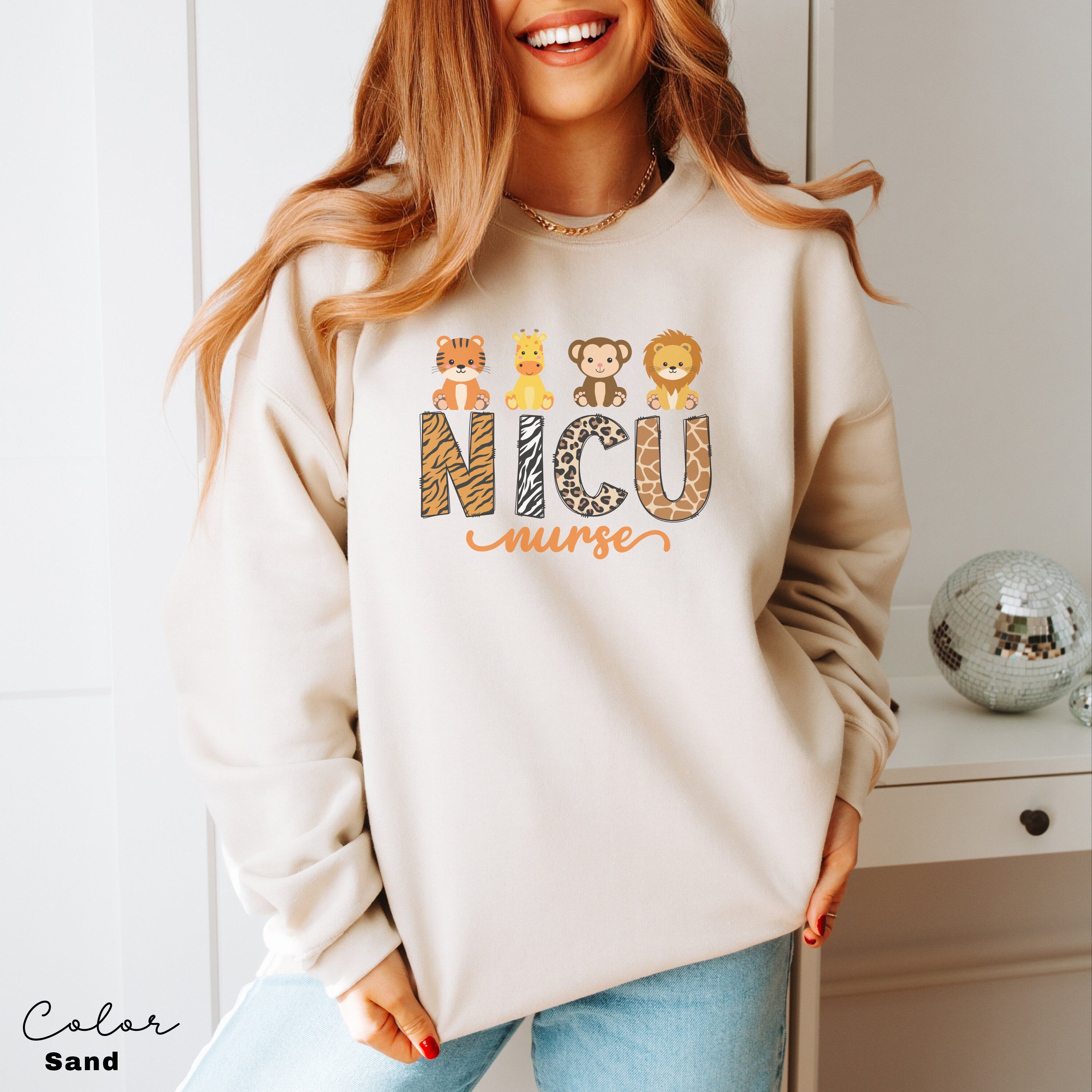 NICU Nurse Sweatshirt Animal, Neonatal ICU Nurse Shirt, Safari Animals, Nurse Appreciation Gift, Neonatal Intensive Care Unit Tee,
