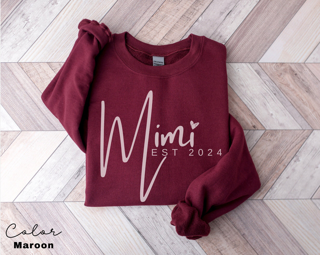 Mimi Sweatshirt, Personalized Mimi Sweatshirt, Grandma-life, Mimi Shirt, Mother's Day Shirts, New Mom Shirt, Est Pregnancy Reveal, EST 2024