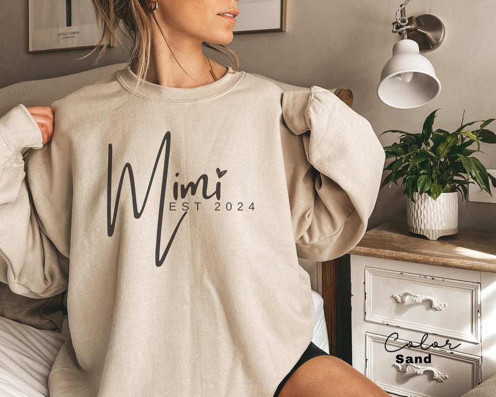 Mimi Sweatshirt, Personalized Mimi Sweatshirt, Grandma-life, Mimi Shirt, Mother's Day Shirts, New Mom Shirt, Est Pregnancy Reveal, EST 2024