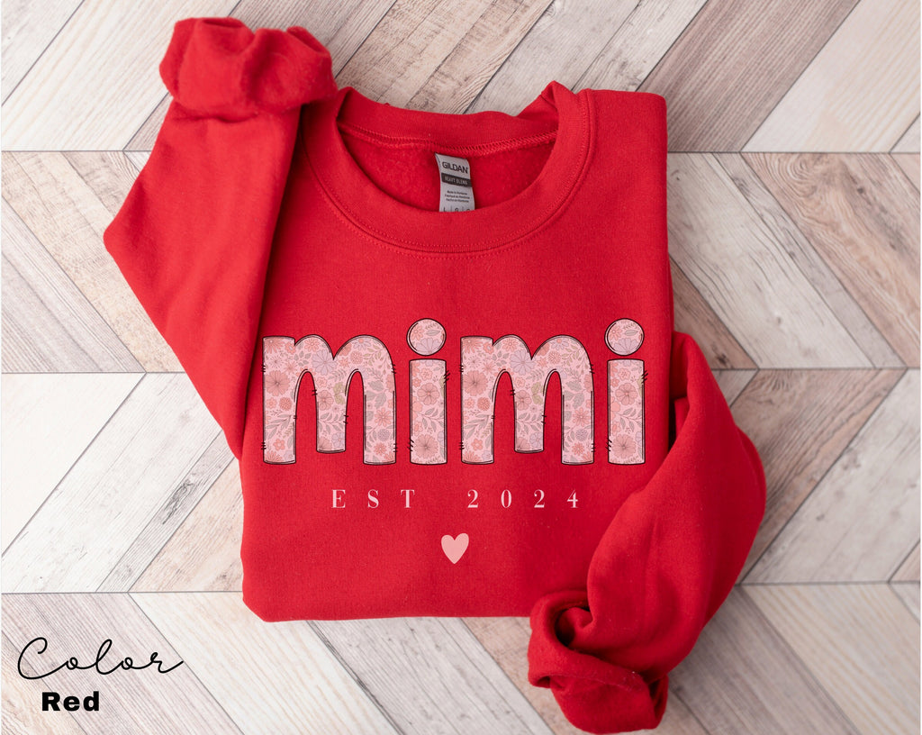 Floral Mimi Sweatshirt, Personalized Mimi Sweatshirt, Grandma-life, Mimi Shirt, Mother's Day Shirts,Est Pregnancy Reveal, EST 2024