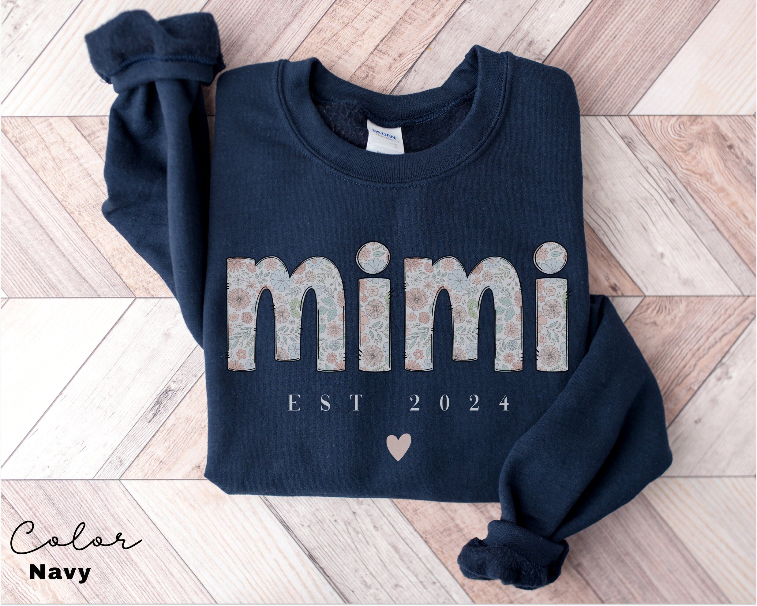 Floral Mimi Sweatshirt, Personalized Mimi Sweatshirt, Grandma-life, Mimi Shirt, Mother's Day Shirts,Est Pregnancy Reveal, EST 2024