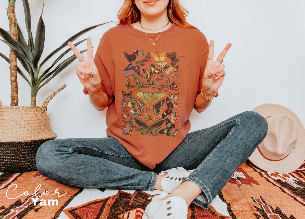 Vintage Butterfly Shirt, Moth Aesthetic T Shirt, Nature Lover T-Shirt, Soft Comfort Colors Tee, Gift For Her, Plus Size TShirts, Boho TShirt
