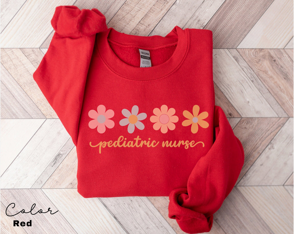 Floral Pediatric Nurse Sweatshirt, Peds Nurse Sweatshirts, Pediatric Sweater, Picu Nurse Sweaters, Pediatrics Nurse Shirt, Gifts For Nurses