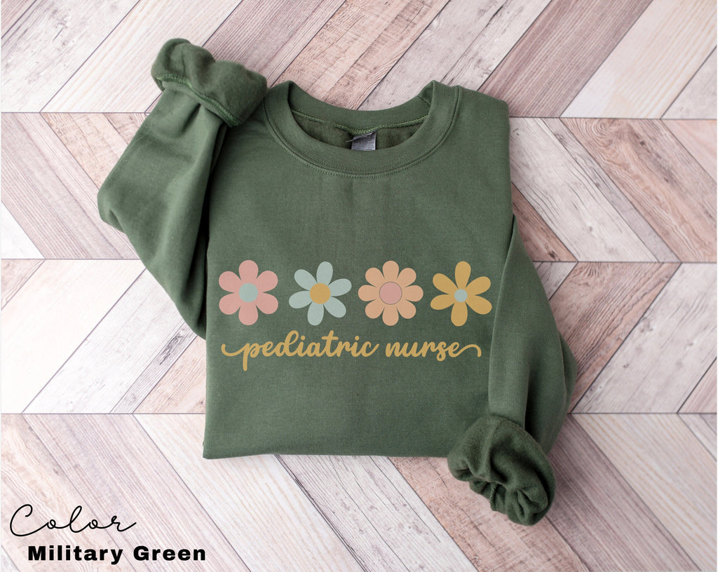 Floral Pediatric Nurse Sweatshirt, Peds Nurse Sweatshirts, Pediatric Sweater, Picu Nurse Sweaters, Pediatrics Nurse Shirt, Gifts For Nurses