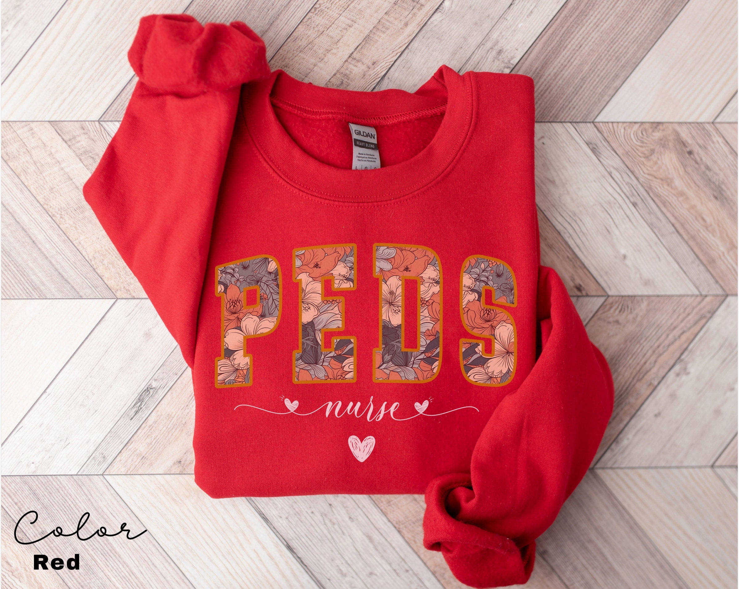 Floral Pediatric Nurse Sweatshirt, Peds Nurse Sweatshirts, Pediatric Sweater, Picu Nurse Sweaters, Pediatrics Nurse Shirt, Gifts For Nurses