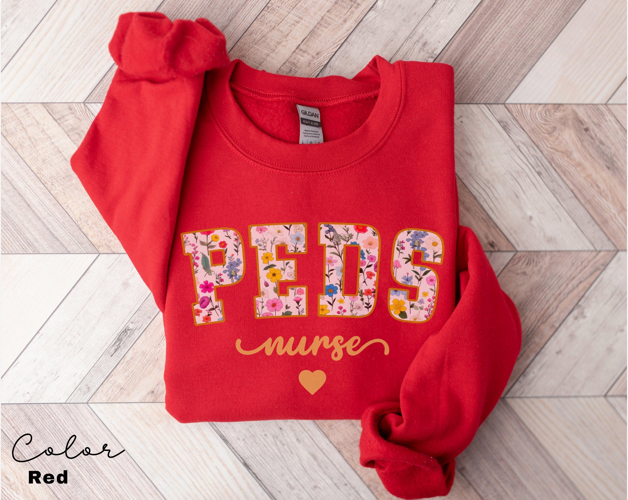 Floral Pediatric Nurse Sweatshirt, Peds Nurse Sweatshirts, Pediatric Sweater, Picu Nurse Sweaters, Pediatrics Nurse Shirt, Gifts For Nurses