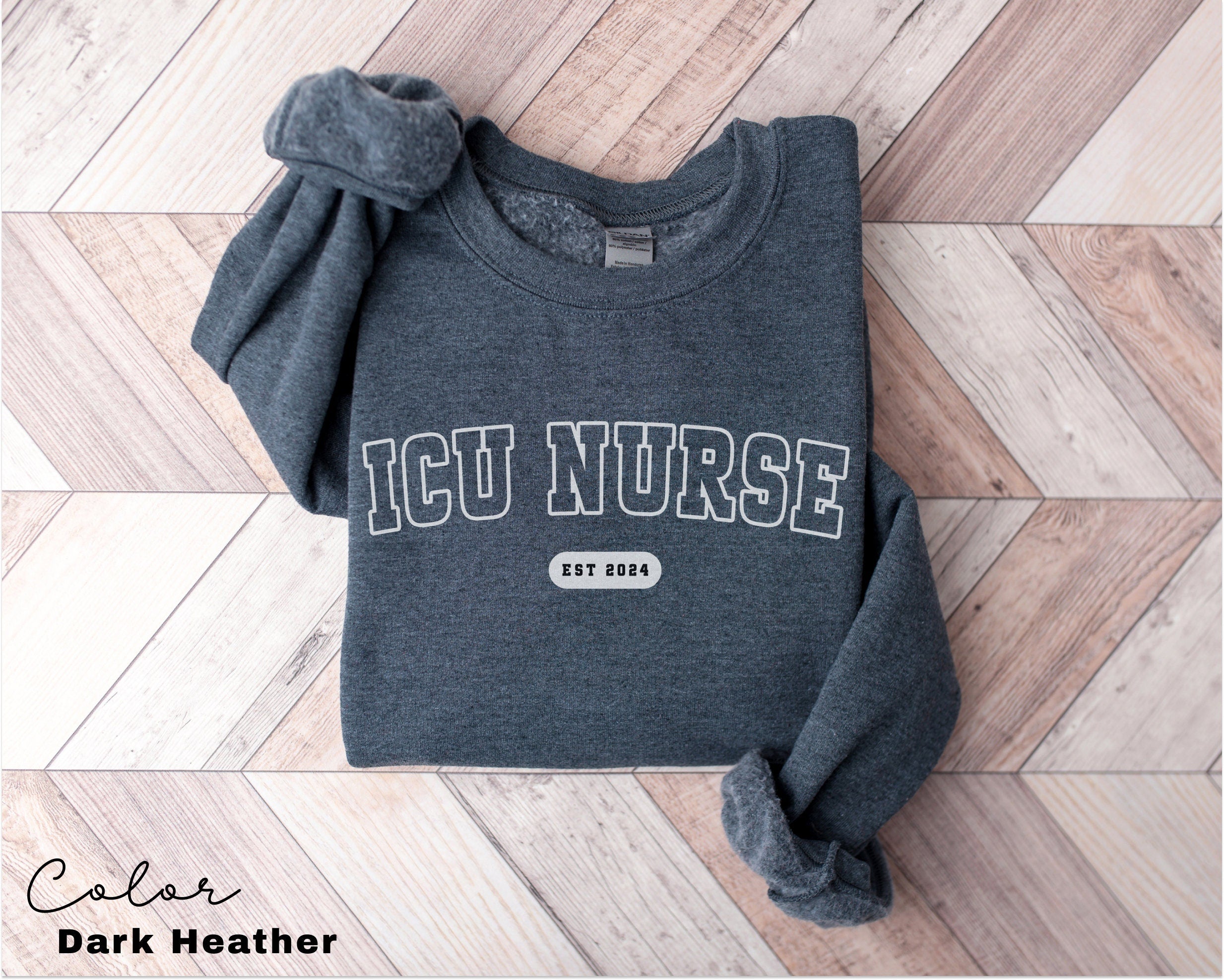 ICU Nurse Sweatshirt, Gifts for Intensive Care Unit Nurse, Unisex Crewneck Trendy ICU Sweater, Nursing School Gift, For Work ICU Nurse Shirt