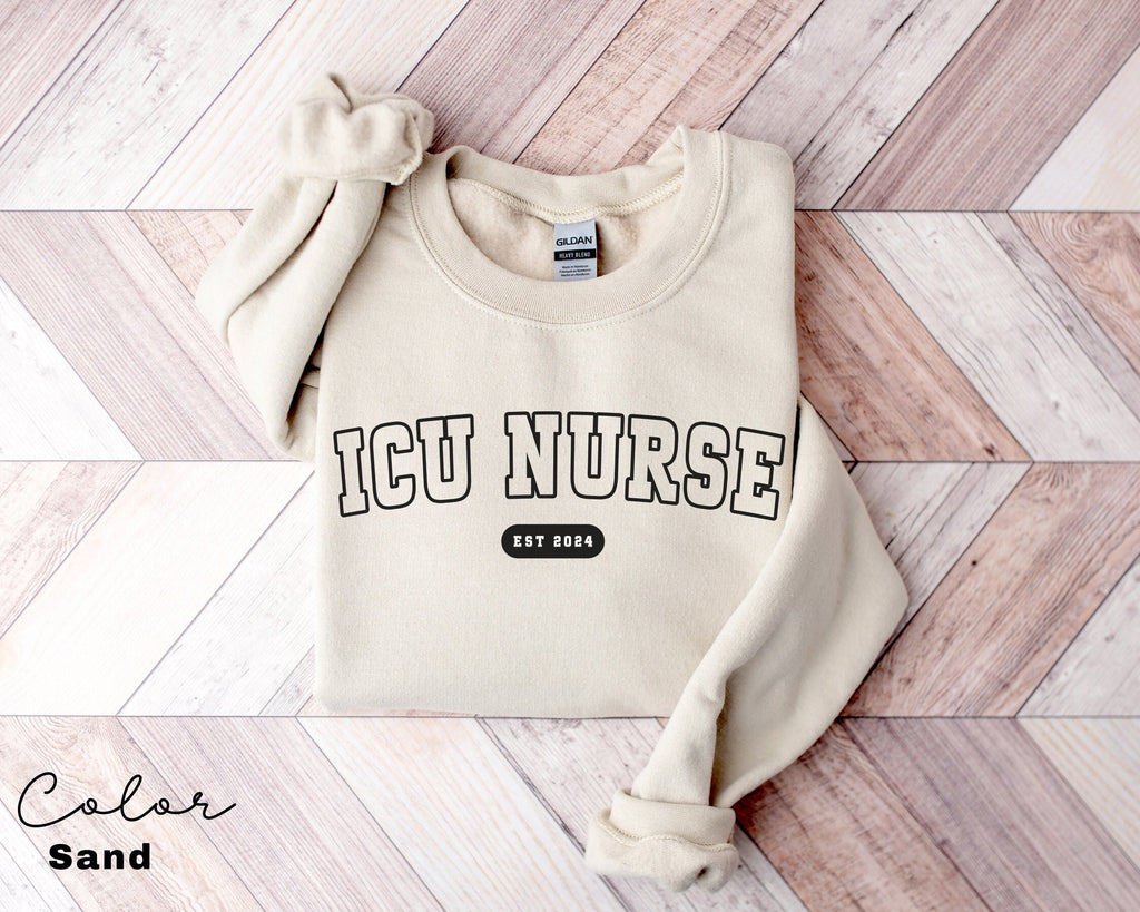 ICU Nurse Sweatshirt, Gifts for Intensive Care Unit Nurse, Unisex Crewneck Trendy ICU Sweater, Nursing School Gift, For Work ICU Nurse Shirt