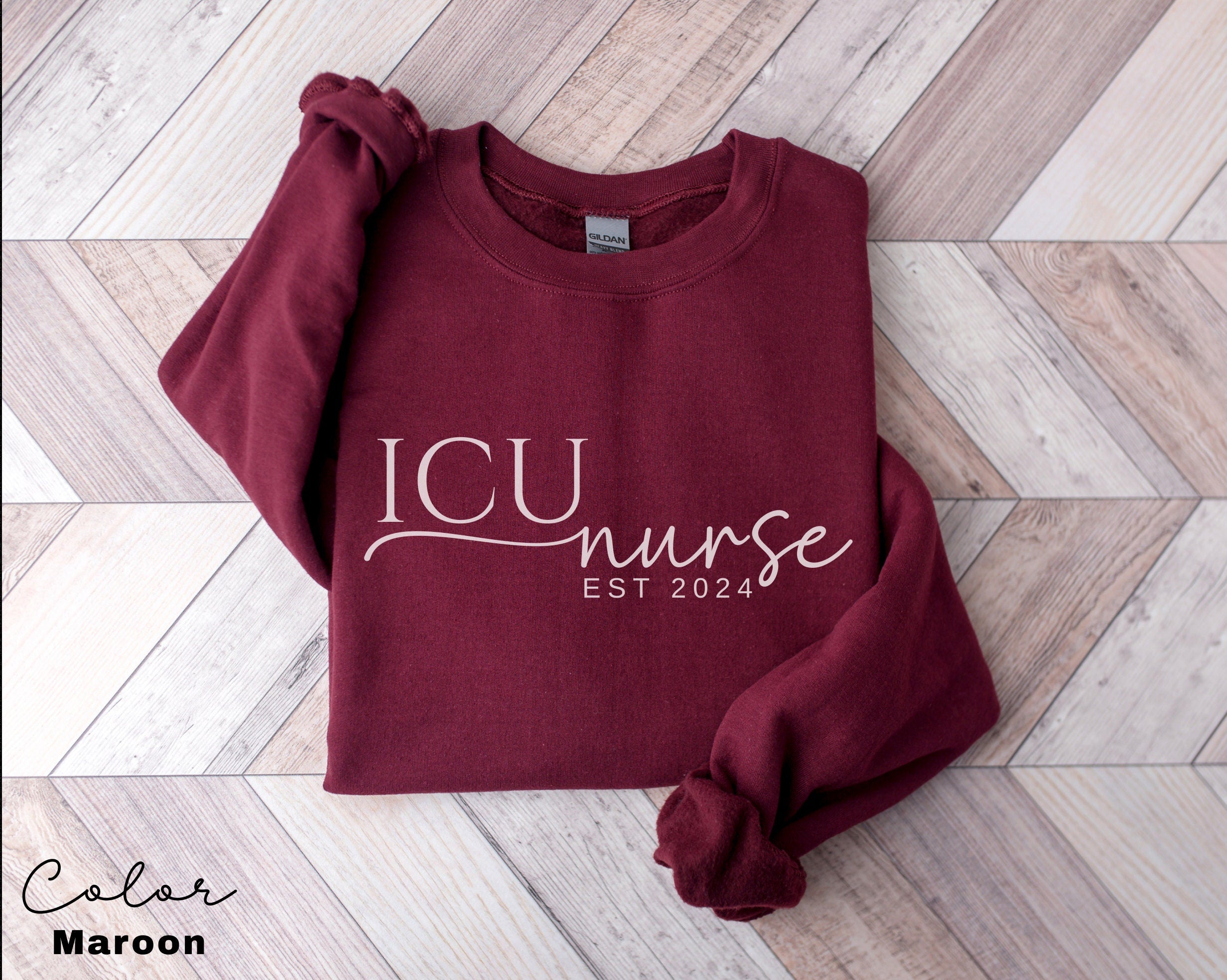 ICU Nurse Sweatshirt, Gifts for Intensive Care Unit Nurse, Unisex Crewneck Trendy ICU Sweater, Nursing School Gift, For Work ICU Nurse Shirt