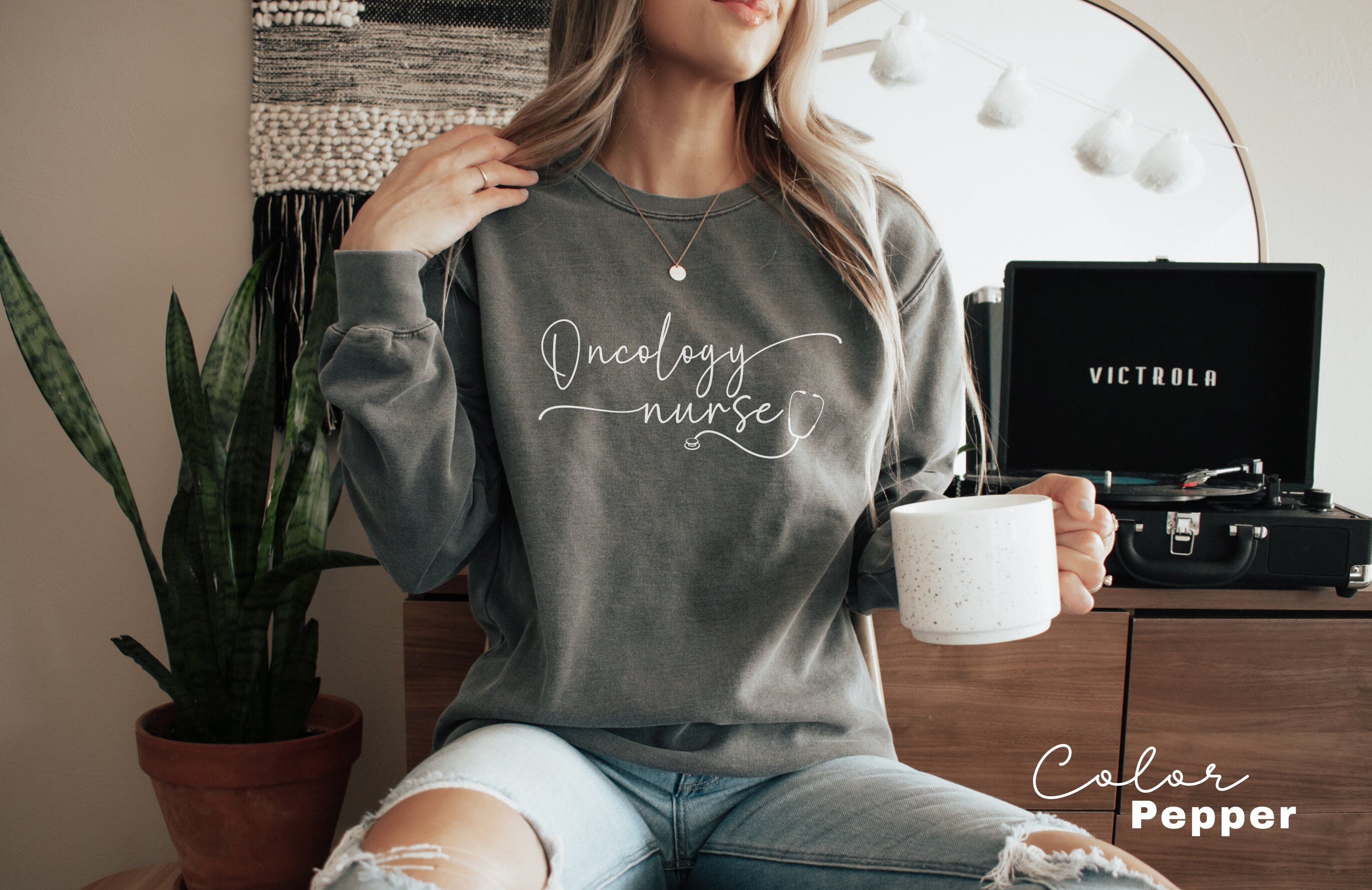 Oncology Nurse RN Comfort Colors Sweatshirt, ONC Nurse Crewneck Sweater, Hem Onc Nurse, Peds Onc Nurse Sweatshirt, Nurse Practitioner