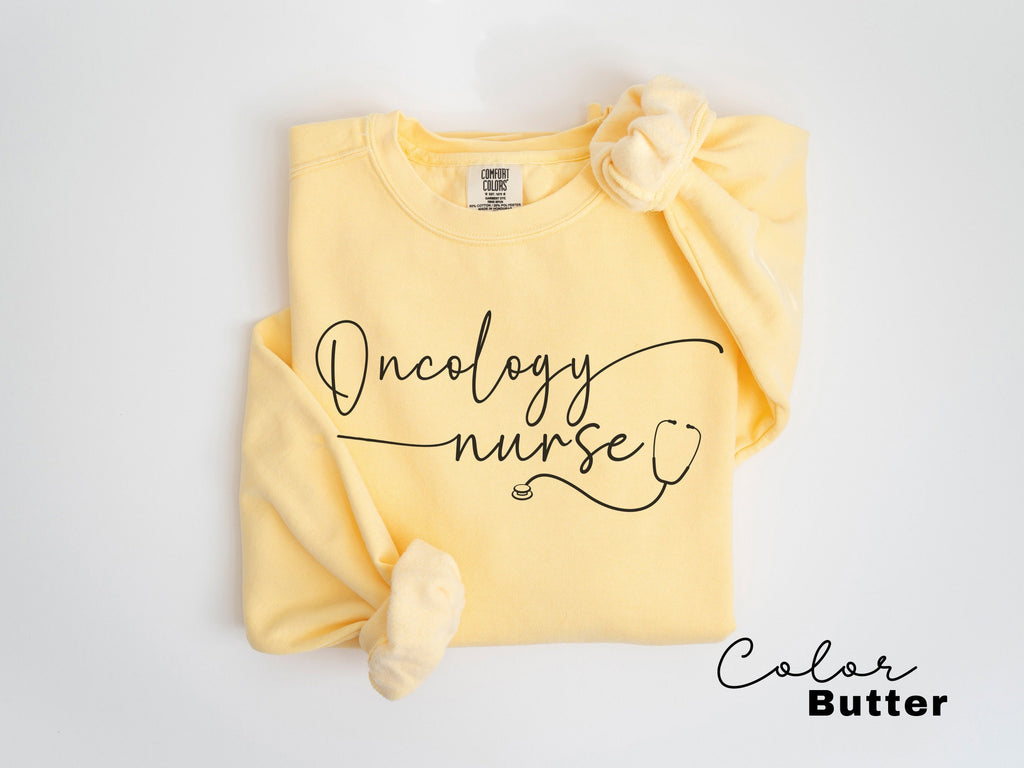 Oncology Nurse RN Comfort Colors Sweatshirt, ONC Nurse Crewneck Sweater, Hem Onc Nurse, Peds Onc Nurse Sweatshirt, Nurse Practitioner