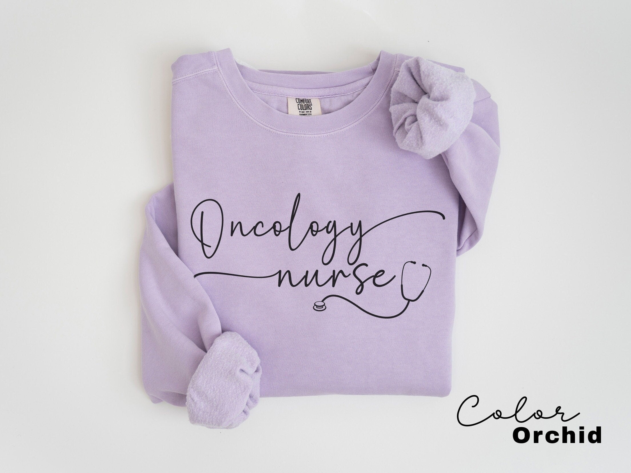 Oncology Nurse RN Comfort Colors Sweatshirt, ONC Nurse Crewneck Sweater, Hem Onc Nurse, Peds Onc Nurse Sweatshirt, Nurse Practitioner