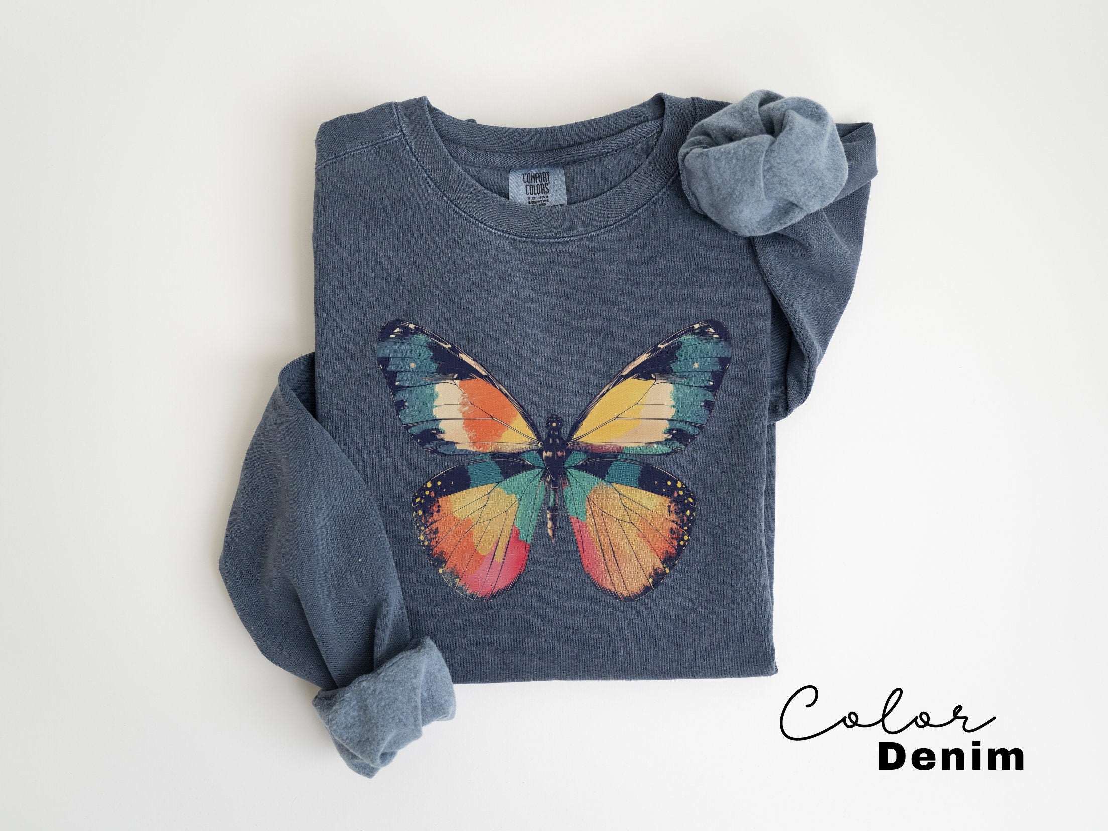 Butterfly Sweatshirt, Cottagecore Sweater, Fiarycore, Graphic Sweatshirt, Butterfly Womens Crewneck, Spring Sweatshirt, Forestcore