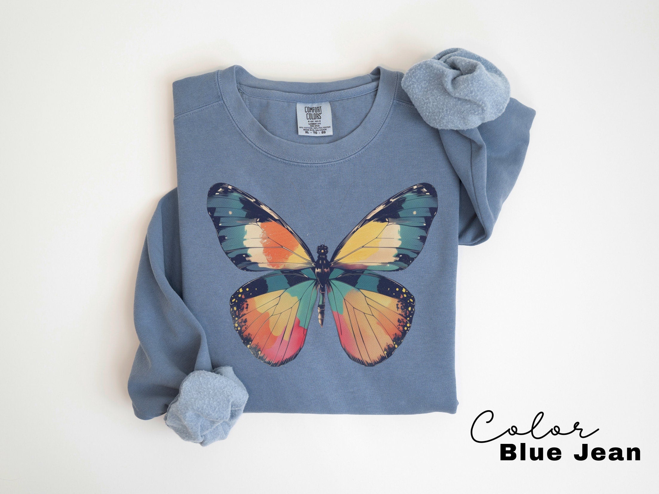 Butterfly Sweatshirt, Cottagecore Sweater, Fiarycore, Graphic Sweatshirt, Butterfly Womens Crewneck, Spring Sweatshirt, Forestcore