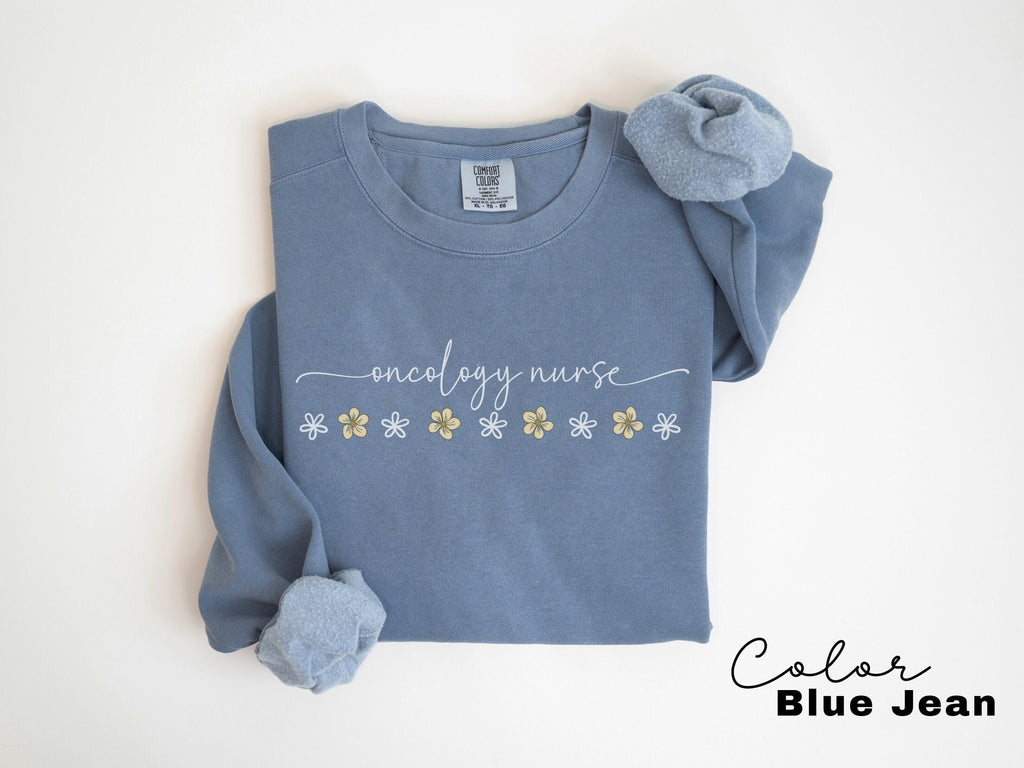 Oncology Nurse RN Comfort Colors Sweatshirt, ONC Nurse Crewneck Sweater, Hem Onc Nurse, Peds Onc Nurse Sweatshirt, Nurse Practitioner