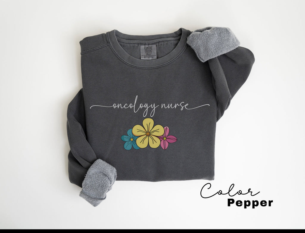 Oncology Nurse RN Comfort Colors Sweatshirt, ONC Nurse Crewneck Sweater, Hem Onc Nurse, Peds Onc Nurse Sweatshirt, Nurse Practitioner