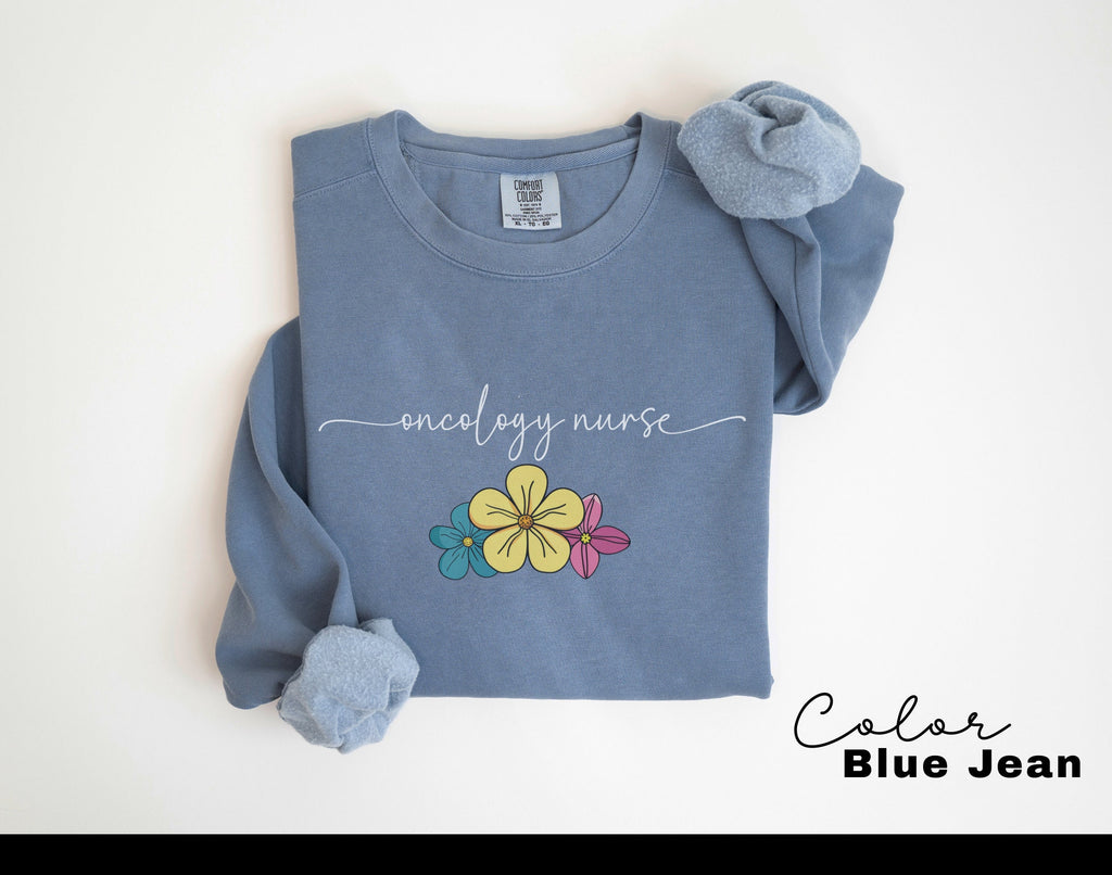 Oncology Nurse RN Comfort Colors Sweatshirt, ONC Nurse Crewneck Sweater, Hem Onc Nurse, Peds Onc Nurse Sweatshirt, Nurse Practitioner