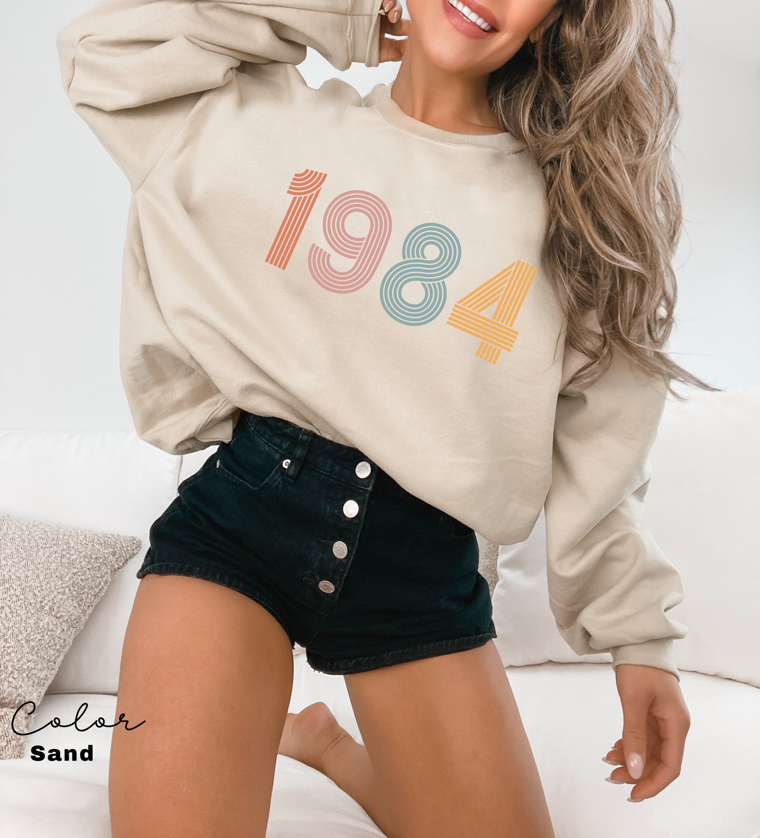 Custom Birth Year Sweatshirt, Personalized Birthday Gift, 1984 Sweater, 40th Turning 40 Forty Years Old, Turning 30 Gift, Birthday Gift Mom