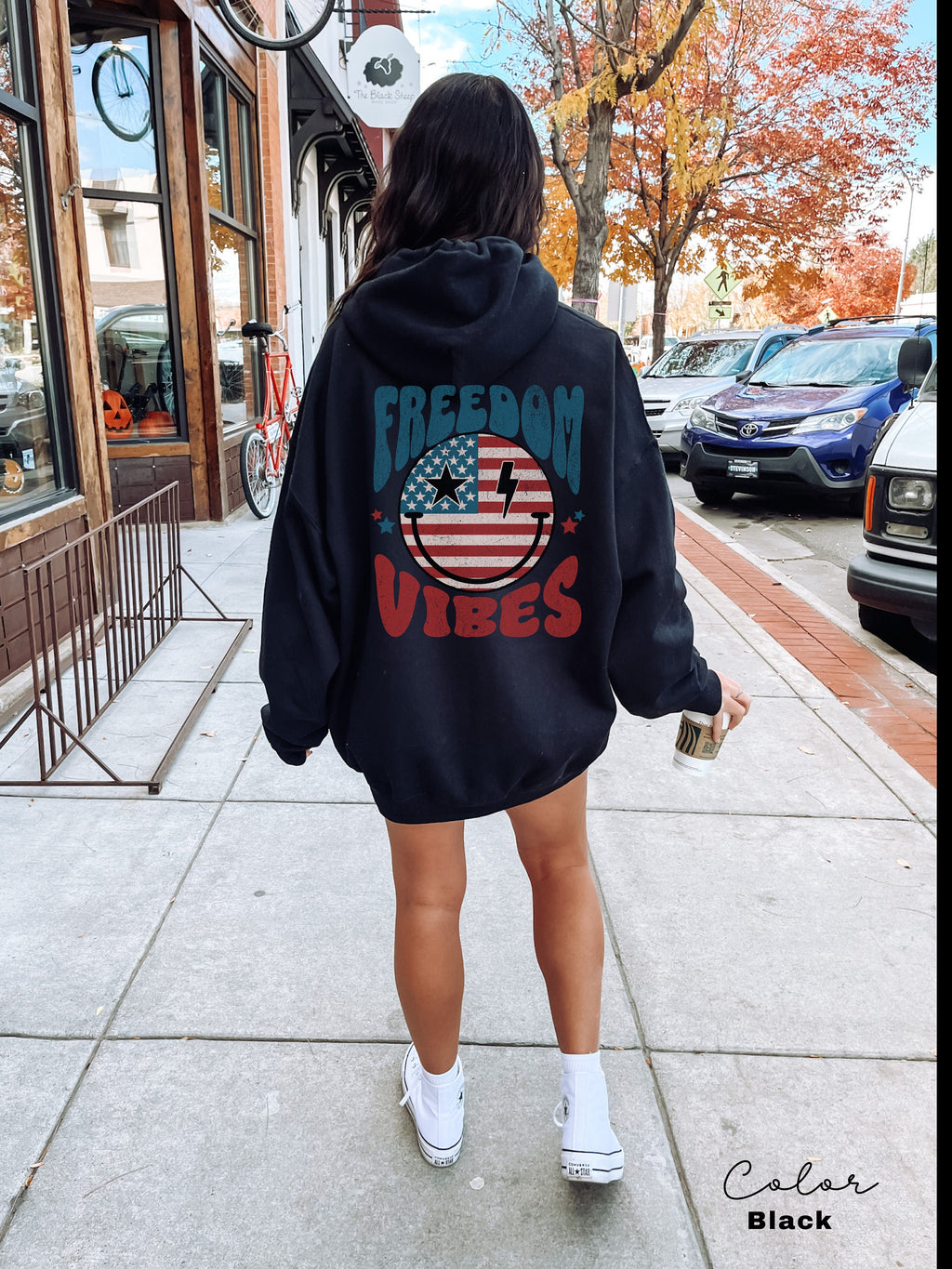 Freedom Vibes Hoodie, Retro USA Patriotic Hoodie, 4th of July Graphic Tee, Star American Graphic Tee,