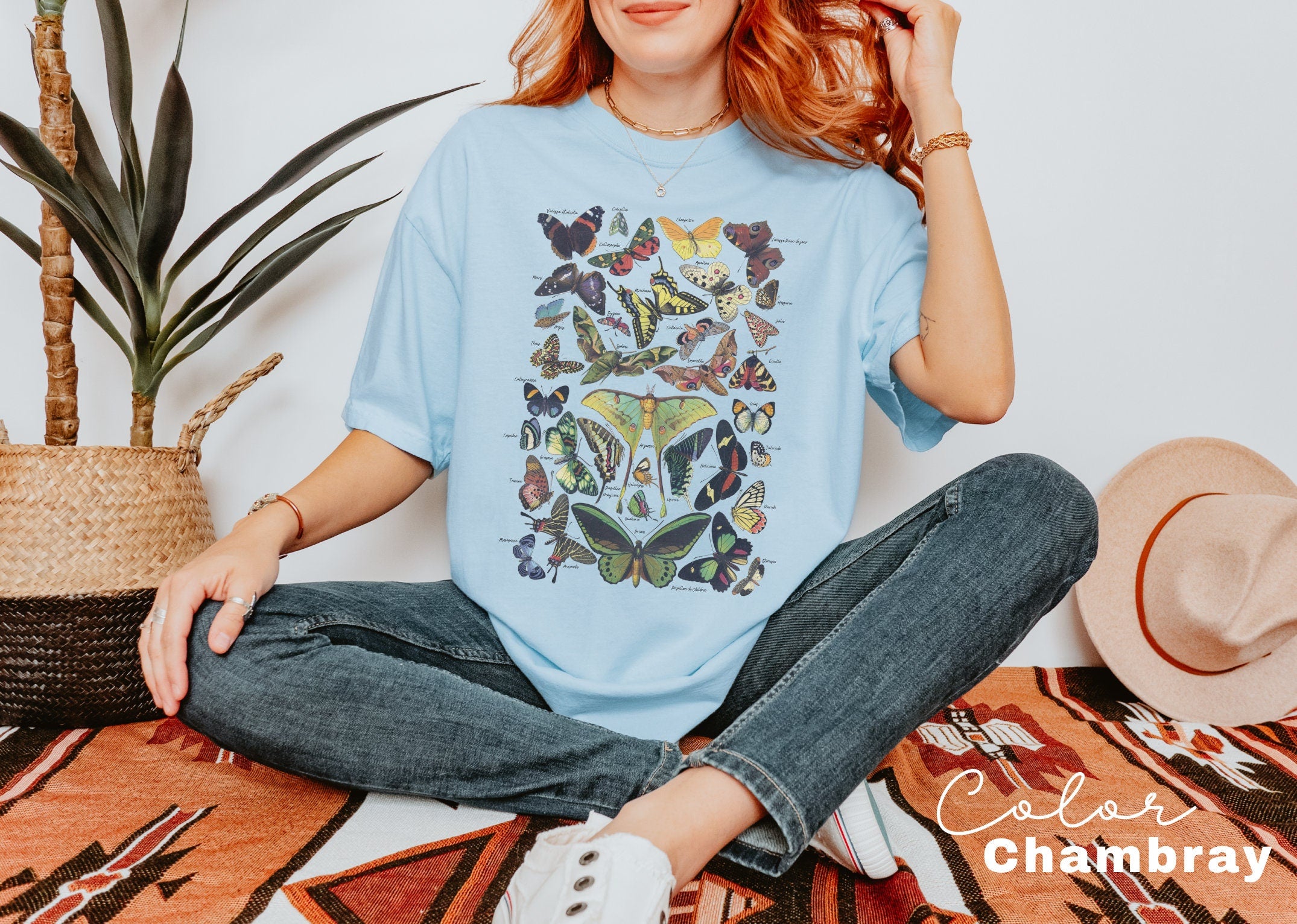 Vintage Butterfly Shirt, Moth Aesthetic T Shirt, Nature Lover T-Shirt, Soft Comfort Colors Tee, Gift For Her, Plus Size TShirts, Boho TShirt