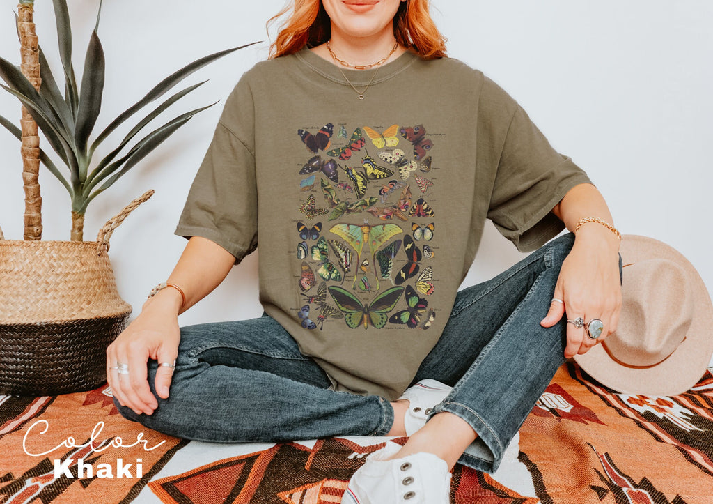 Vintage Butterfly Shirt, Moth Aesthetic T Shirt, Nature Lover T-Shirt, Soft Comfort Colors Tee, Gift For Her, Plus Size TShirts, Boho TShirt