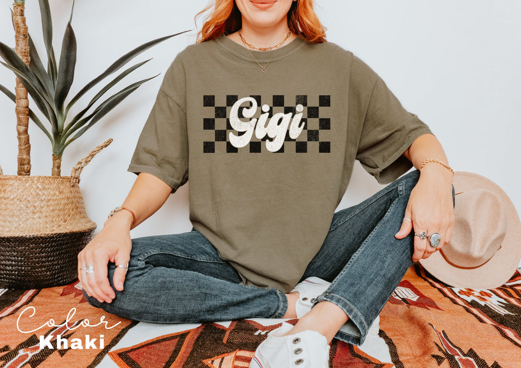 Gigi Shirt Retro, Mothers Day Gift For Grandma, New Nana Announcement, Granny Shirt, Gigi Gift, Mimi Shirt, Nonny Shirt, Checkerboard Retro
