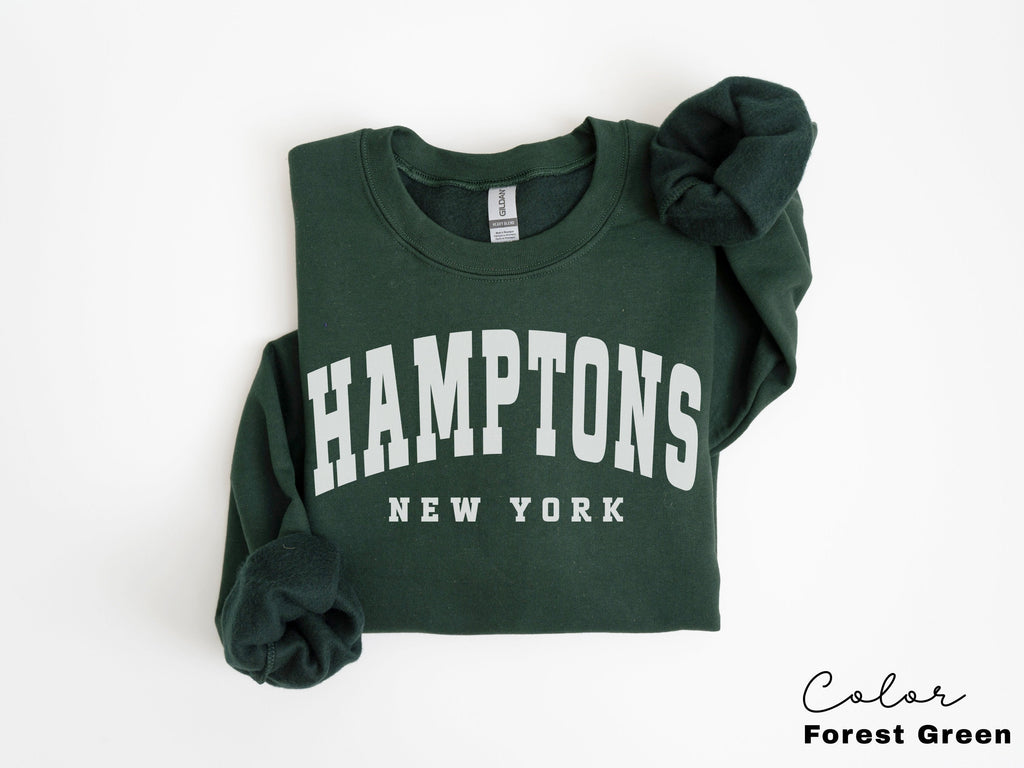 Hamptons City Sweatshirt, New York Pullover, Vintage Varsity Aesthetic, Trendy Travel Destination Gift, Unisex Crewneck Sweatshirt