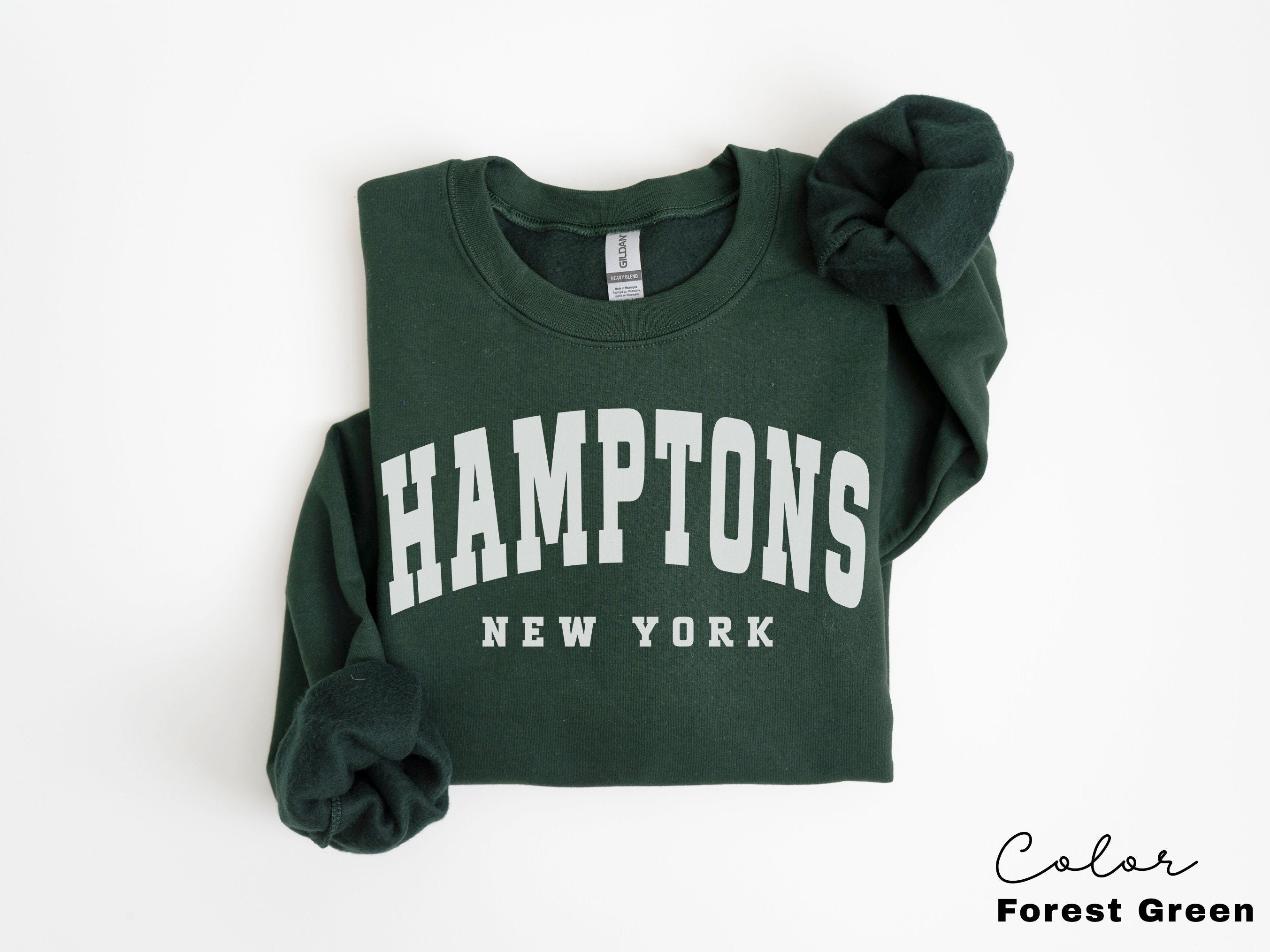 Hamptons City Sweatshirt, New York Pullover, Vintage Varsity Aesthetic, Trendy Travel Destination Gift, Unisex Crewneck Sweatshirt