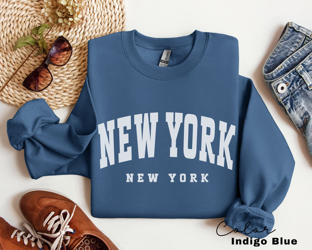 Preppy New York Sweatshirt, New York Pullover, Vintage Varsity Aesthetic, Trendy Travel Destination Gift, Unisex Crewneck Sweatshirt, NYC,