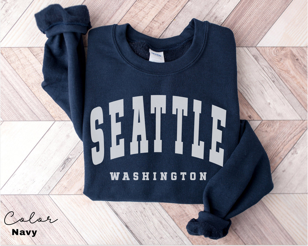 Seattle City Sweatshirt, Minimalist Seattle Fan Crewneck Sweatshirt, Vintage Seattle Sweatshirt, Preppy Sweatshirt, College Student gift,