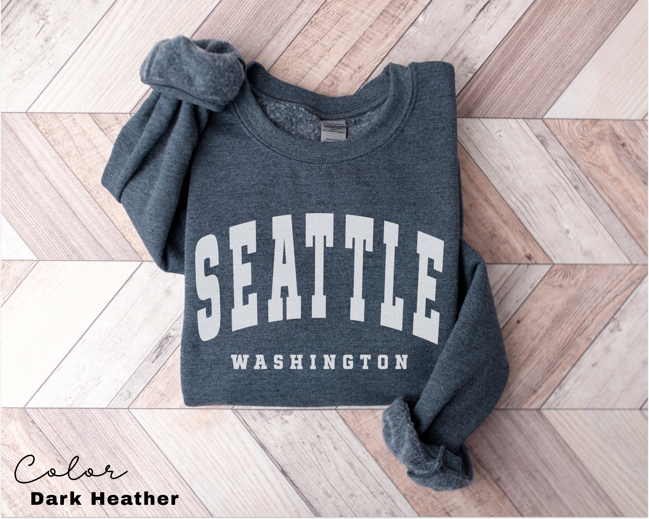 Seattle City Sweatshirt, Minimalist Seattle Fan Crewneck Sweatshirt, Vintage Seattle Sweatshirt, Preppy Sweatshirt, College Student gift,