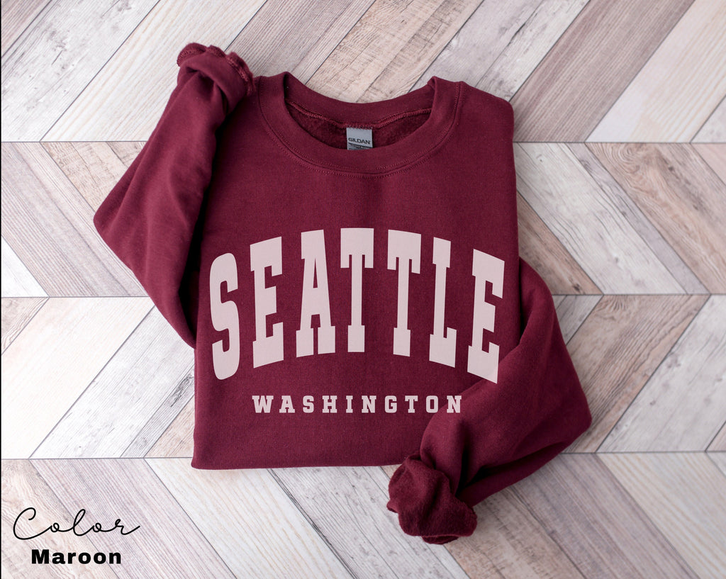 Seattle City Sweatshirt, Minimalist Seattle Fan Crewneck Sweatshirt, Vintage Seattle Sweatshirt, Preppy Sweatshirt, College Student gift,