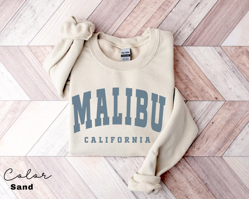 Malibu California Sweatshirt, Trendy Preppy Sweatshirt, Aesthetic College Crewneck, Oversized Minimalist Sweater, Malibu California Shirt