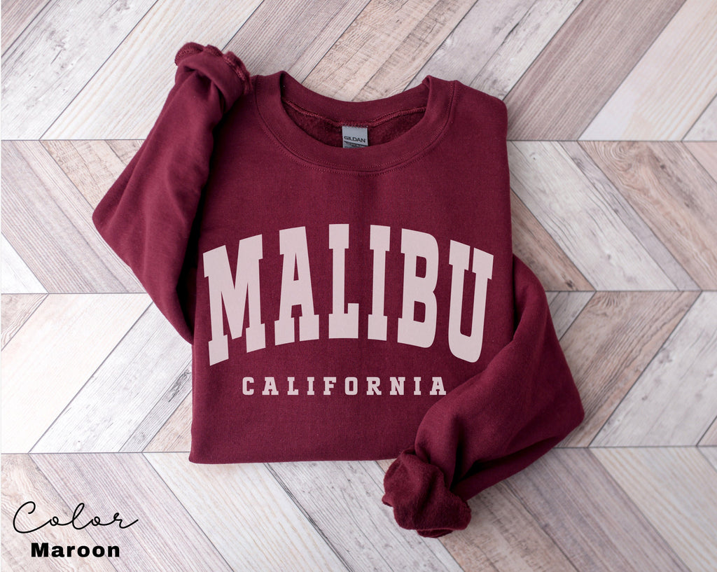 Malibu California Sweatshirt, Trendy Preppy Sweatshirt, Aesthetic College Crewneck, Oversized Minimalist Sweater, Malibu California Shirt