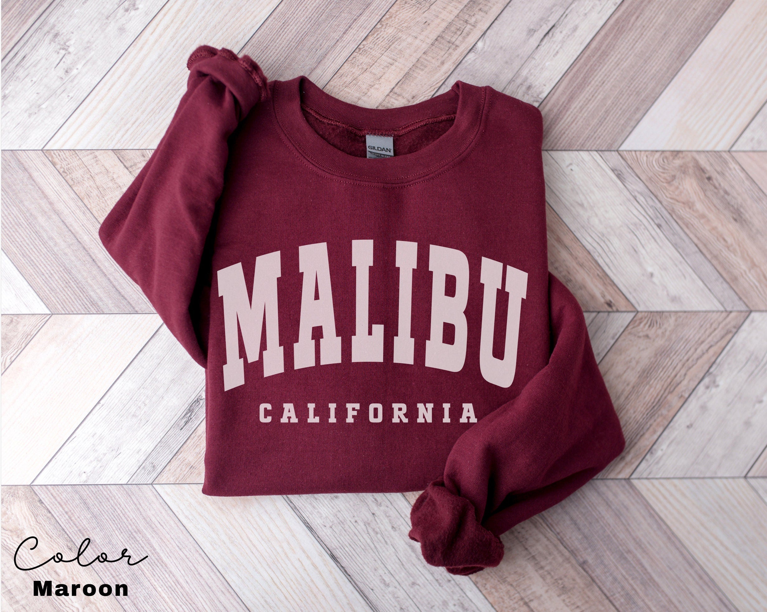 Malibu California Sweatshirt, Trendy Preppy Sweatshirt, Aesthetic College Crewneck, Oversized Minimalist Sweater, Malibu California Shirt