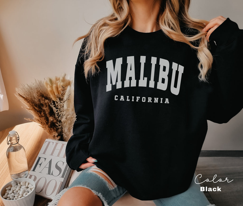 Malibu California Sweatshirt, Trendy Preppy Sweatshirt, Aesthetic College Crewneck, Oversized Minimalist Sweater, Malibu California Shirt