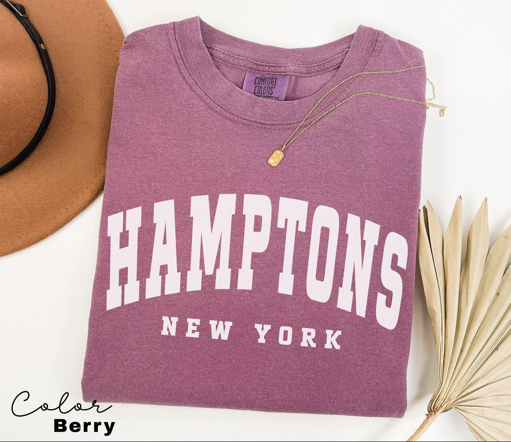 Hamptons City Shirt, Preppy Shirt, Vintage Varsity Aesthetic, Trendy Travel Destination Gift, Beach Tshirt, Vacation Shirt, New York Shirt