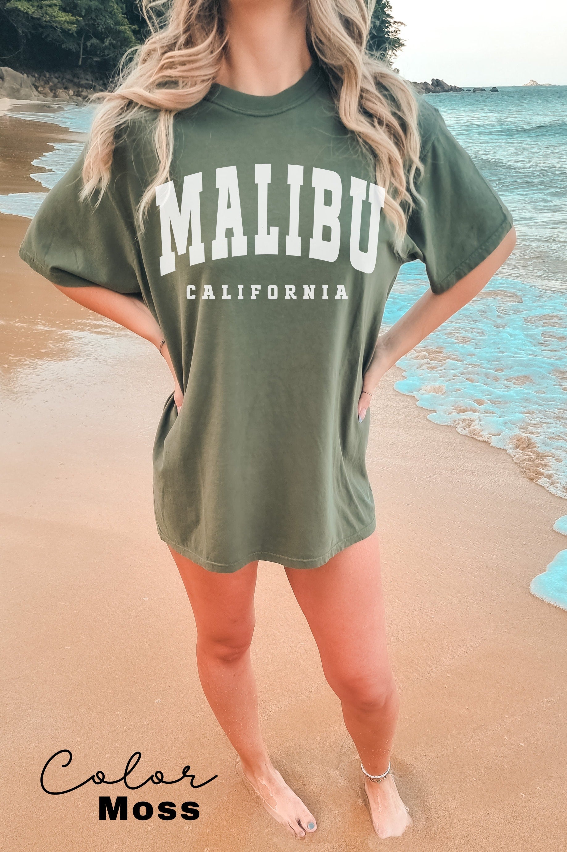 California Beach Tshirt, Vacation Beach Shirt, Destination Shirt, Oversized summer tee, Preppy Clothes, Vsco Shirt, Malibu Shirt