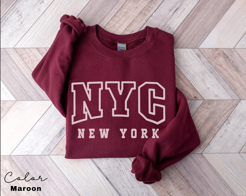 NYC Sweatshirt, New York City Sweatshirt, Trendy Varsity Sweatshirt, Aesthetic College Crewneck, Oversized Sweater, NYC Crewneck, NY Shirt