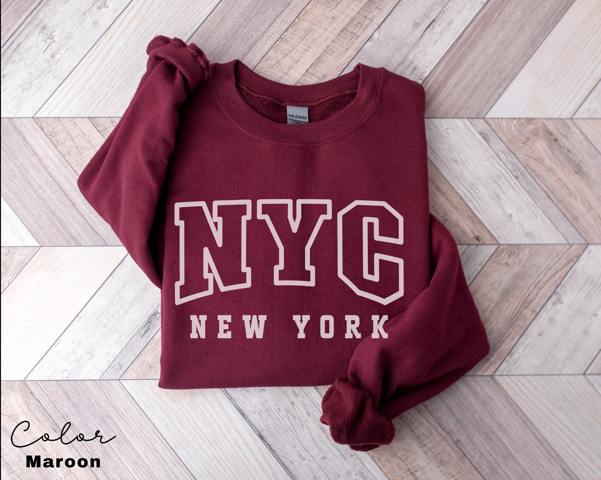 NYC Sweatshirt, New York City Sweatshirt, Trendy Varsity Sweatshirt, Aesthetic College Crewneck, Oversized Sweater, NYC Crewneck, NY Shirt