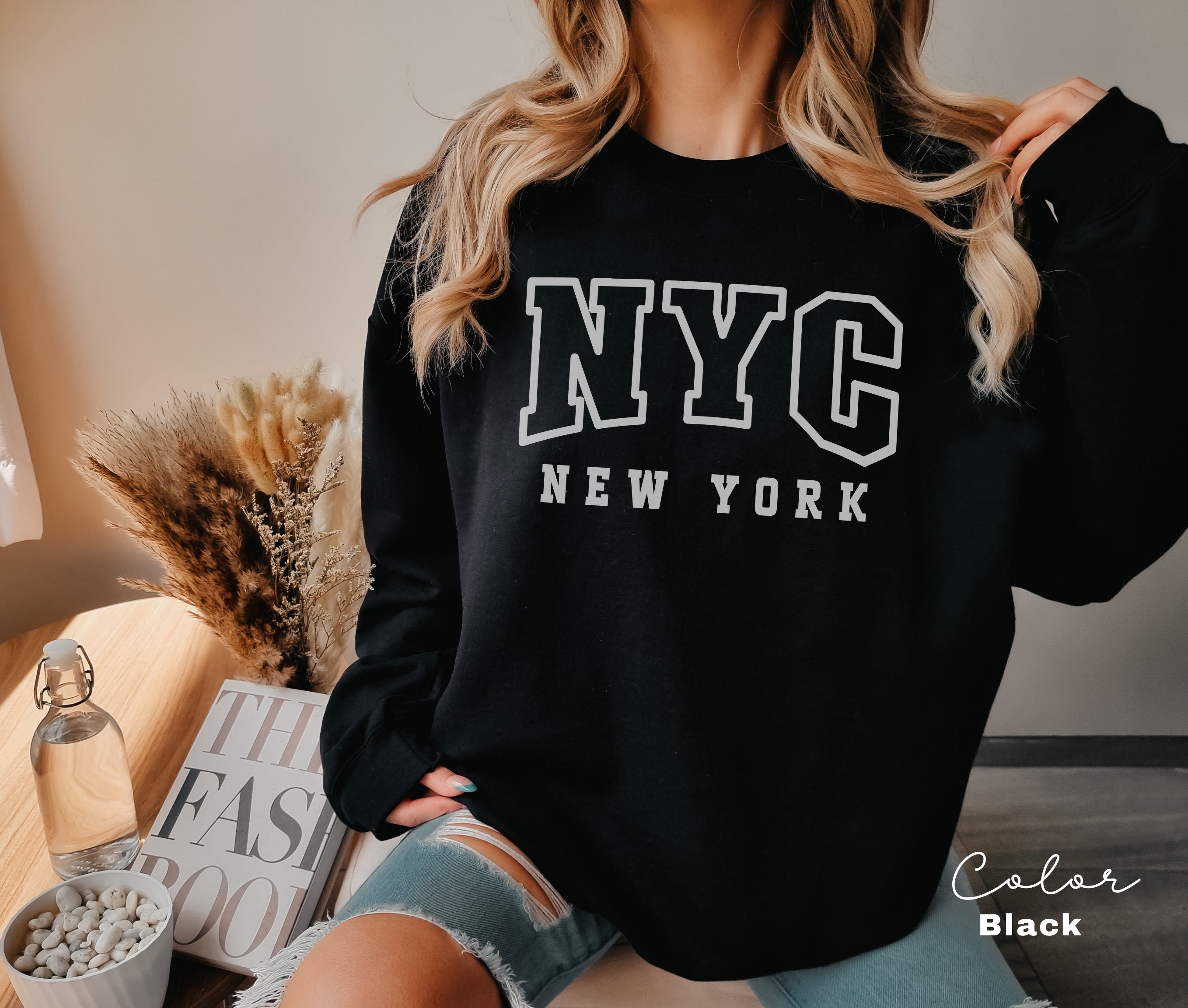 NYC Sweatshirt, New York City Sweatshirt, Trendy Varsity Sweatshirt, Aesthetic College Crewneck, Oversized Sweater, NYC Crewneck, NY Shirt