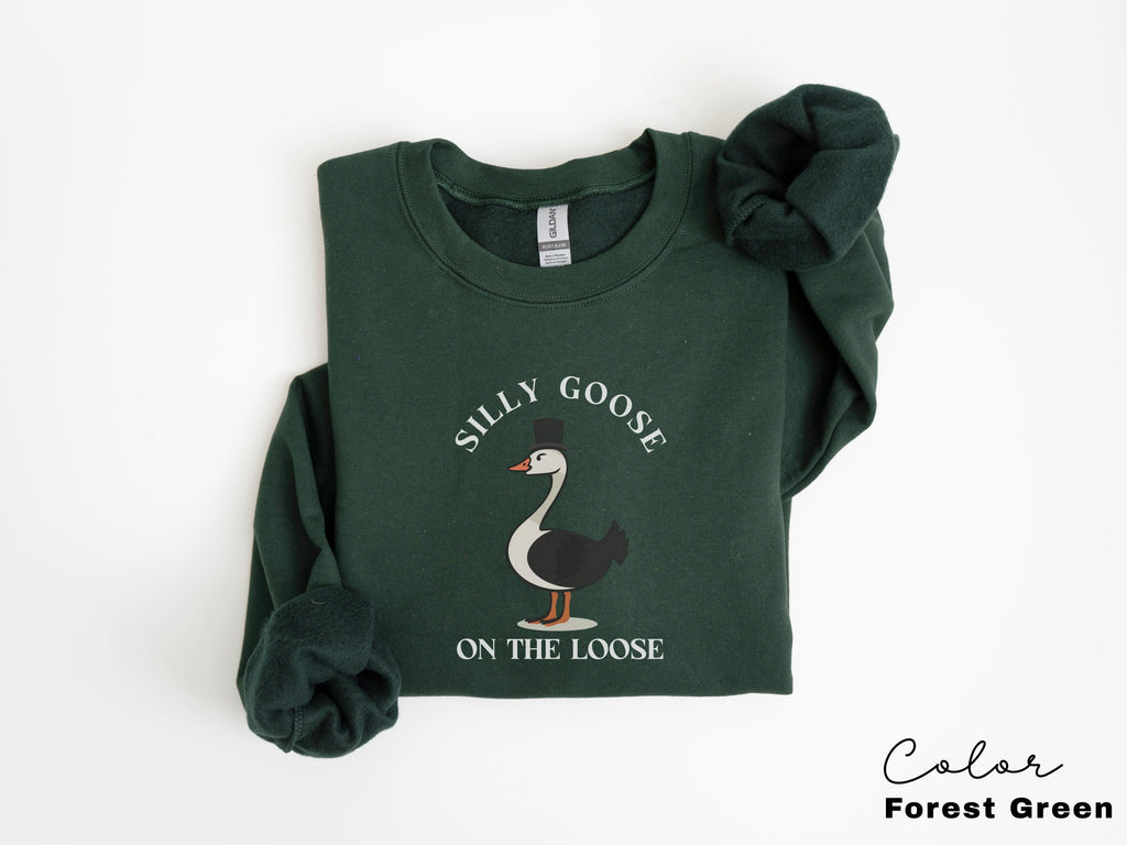 Silly Goose on the Loose Sweatshirt, Funny Goose Outfit, Goose Lover Tee, Goose Couple Clothing, Sarcastic Goose Gifts, Animal Sweatshirt,