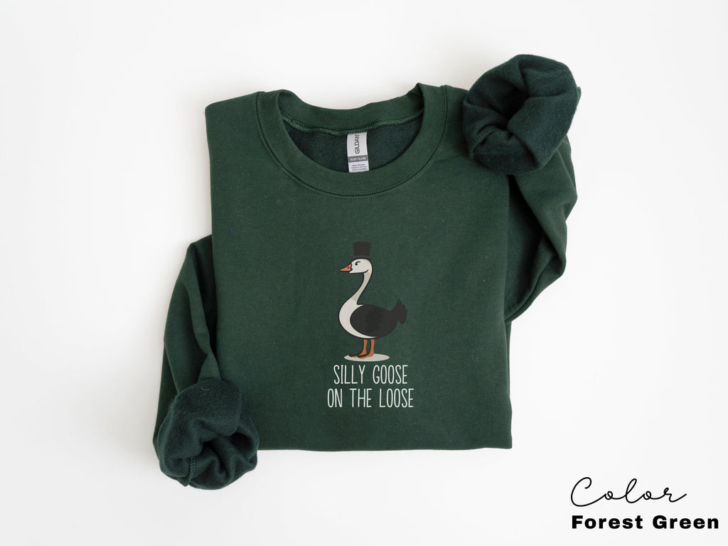 Silly Goose on the Loose Sweatshirt, Funny Goose Outfit, Goose Lover Tee, Goose Couple Clothing, Sarcastic Goose Gifts, Animal Sweatshirt,
